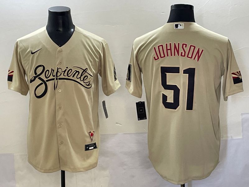 Men 2025 Arizona Diamondback #51 Johnson Cream City Edition Nike MLB Jersey style 1